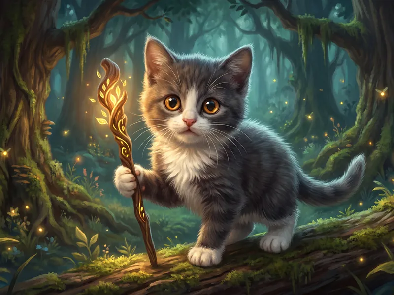 Gray Tabby Forest Wizard