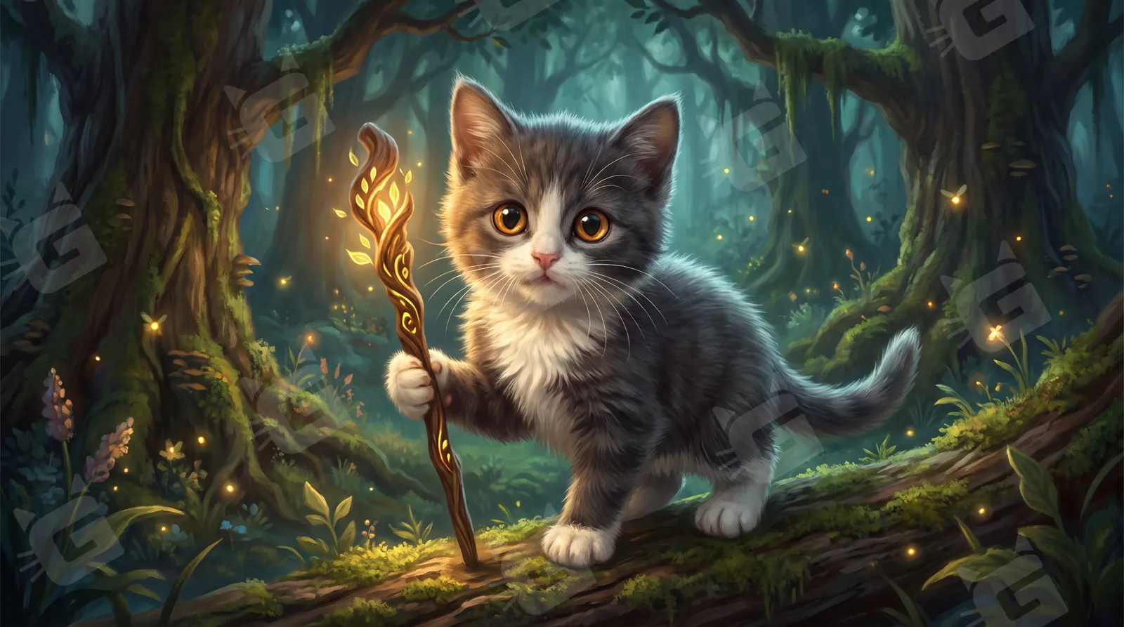 Gray Tabby Forest Wizard