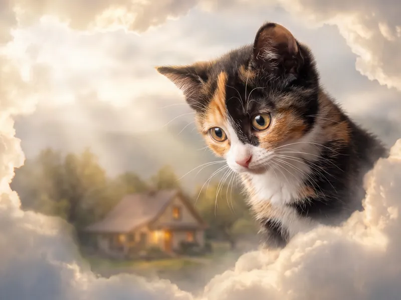 Calico Watching the Old Roofline