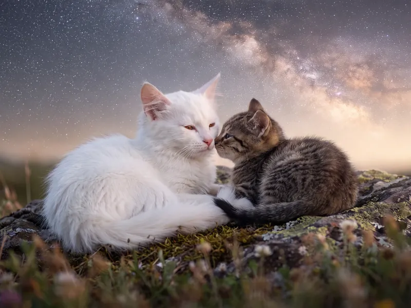 Angora & Tabby Under the Milky Way