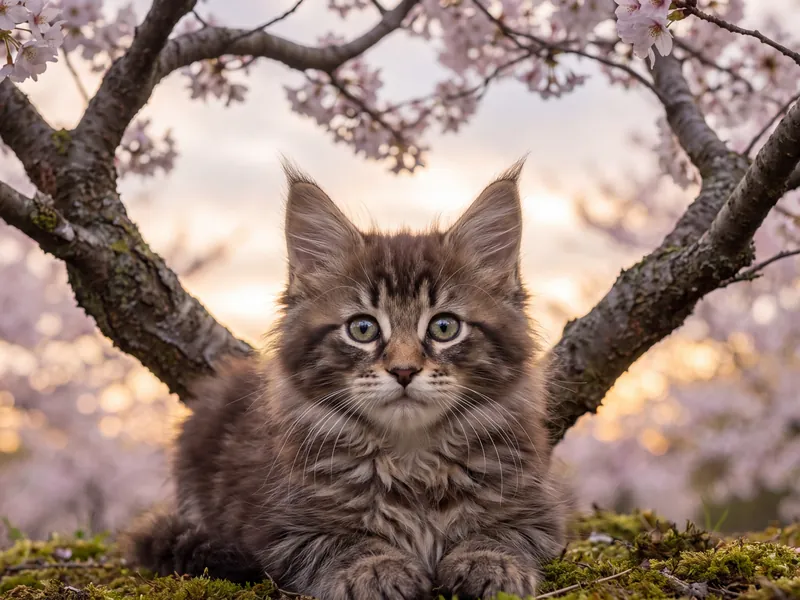 Maine Coon's Heart of Petals